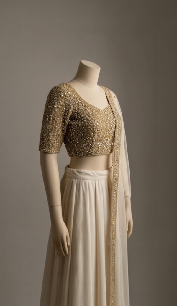 iwl00404 elegant beige lehenga choli