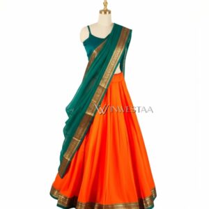 iwl00411 green & orange dhawani set