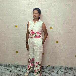 Home iwf00141 white floral print co ord set